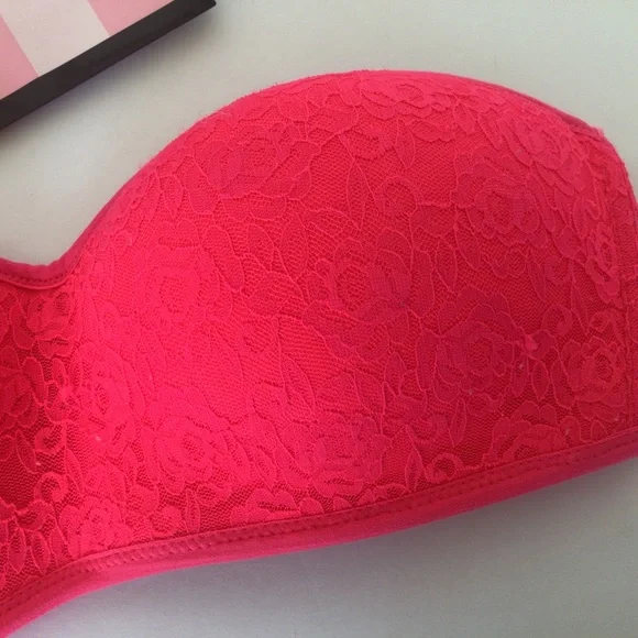 VICTORIAS SECRET PINK LACE BANDEAU BRA NWOT - Picture 4 of 8
